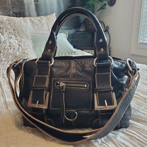 Fortuna Valentino Black Leather Satchel